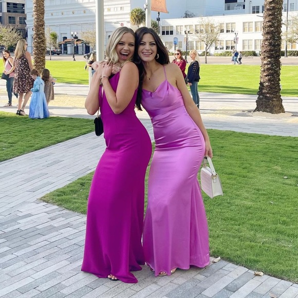 Silky Pink Prom/ Formal Wedding Guest Dress - Picture 3 of 6